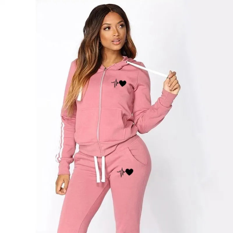 Womens Striped Tracksuit 2 Piece Outfits Casual Long Sleeve Zip Jacket Sport Set Sweatsuits Hoodies+Sweatpants Sweat Suits