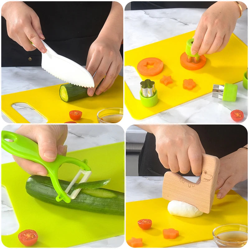 Kids Cooking Cutter Set Kids Knife Toddler Plastic Fruit Knives Children DIY Peeler Tools Kitchen Accessories