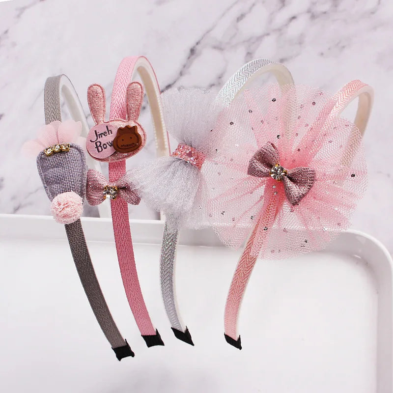 1PC Cartoon Child Bowtie Cute Hairband Girl Kids headband headwear Cartoon Lace hair accessories Hair Hoop