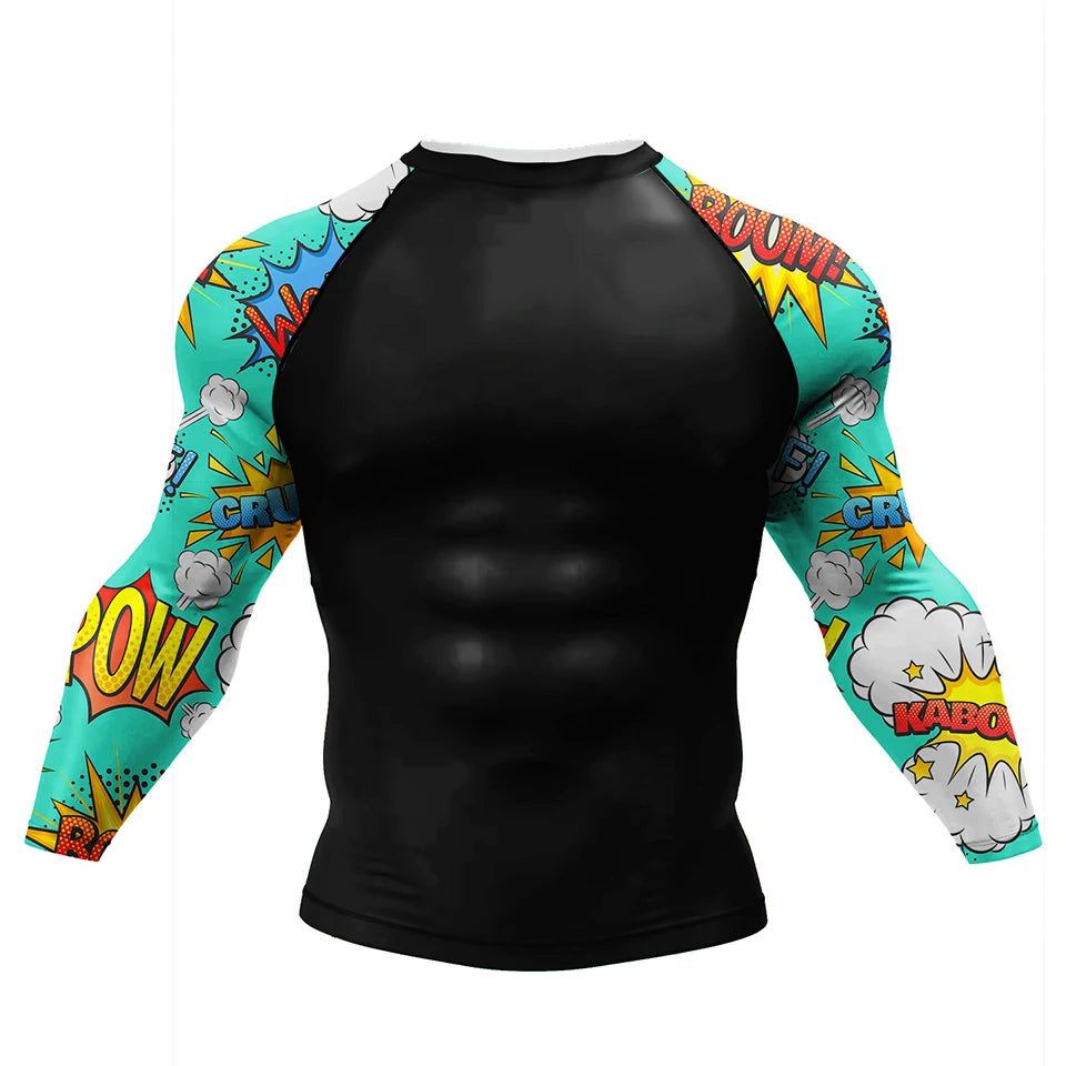 Men's Compression Running Set MMA Boxing BJJ Rashguard Training Workout Sportswear Bodybuilding Fitness Gym Clothing Tracksuit