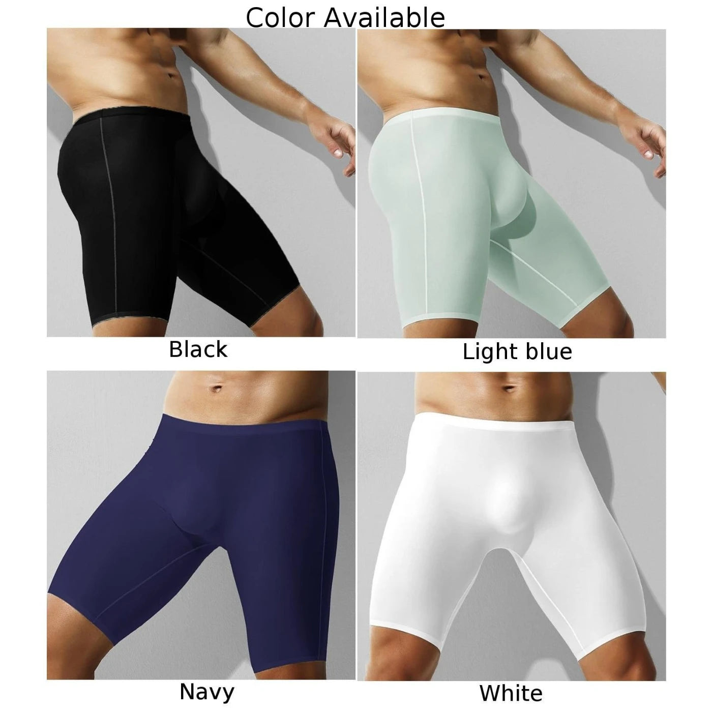 Men Sexy Ice Silk Briefs Soft Seamless Underwear Long Leg Trunk Sport Shorts Breathable Underpants Man Pajamas Short