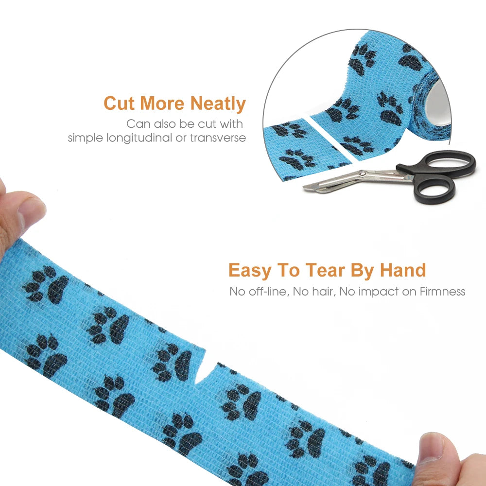 24 Rolls Vet Wrap Pet Elastic Self Adherent Cohesive Bandage for Dog Cat Horse Non-Woven Self Adhesive Sport Tape for Knee Ankle