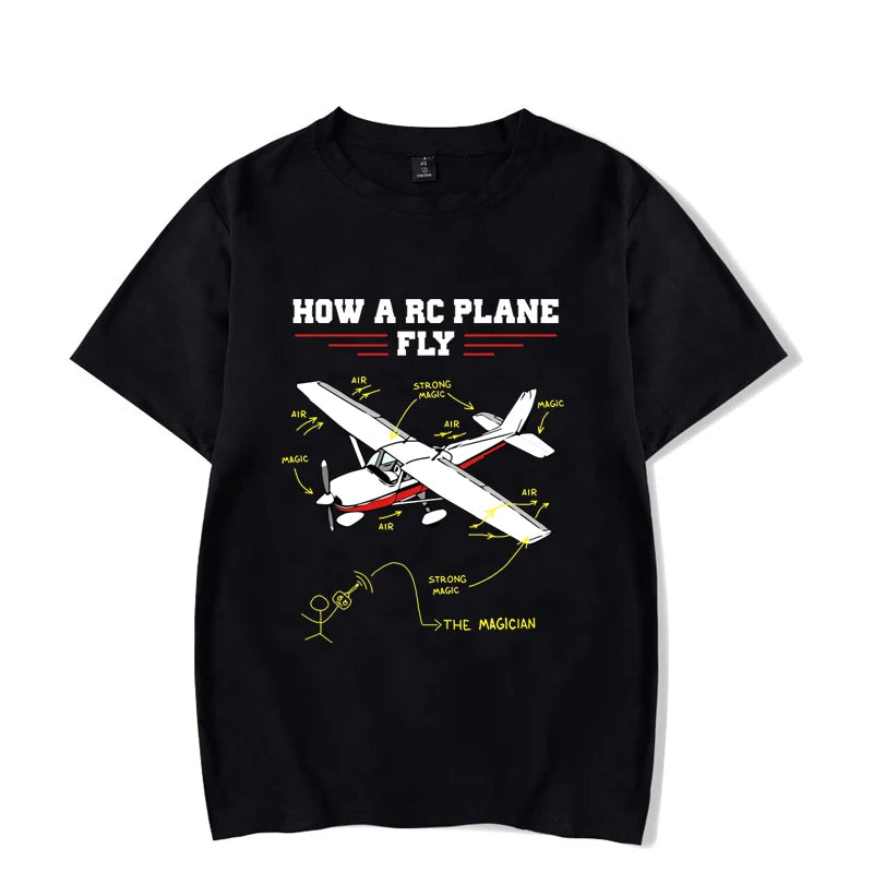 RC Airplane Pilot Vintage T-shirt for Men Clothes Male T-shirts Summer Plus Size Tees Oversized T Shirt Male T-shirts Clothes