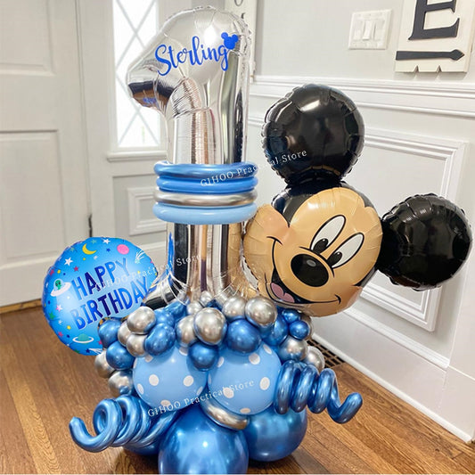 39Pcs Disney Mickey Mouse Head Aluminum Film Balloons Set 32 Inch Silver Number Balloons Birthday Party Baby Shower Decorations