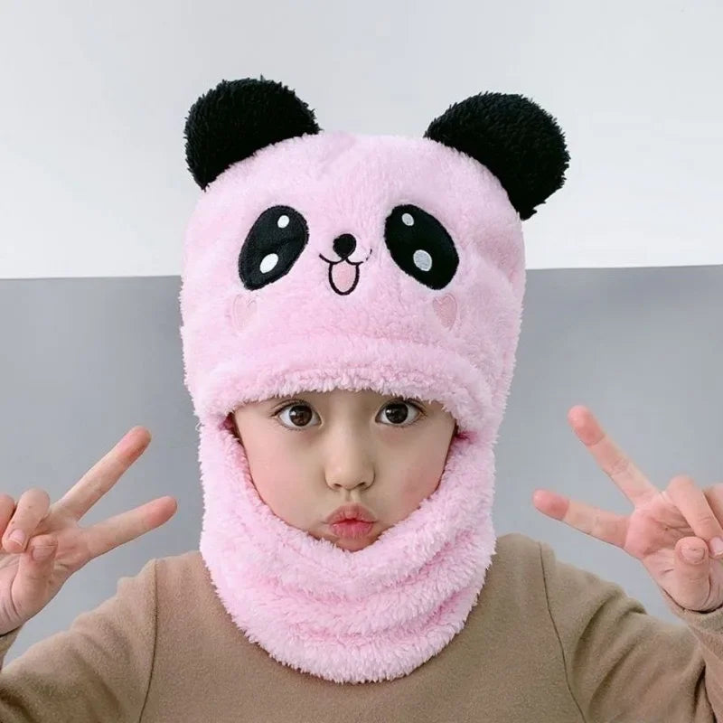 Winter Children's Hat Warm Caps for Kids Girls Boys Winter Hat+scarf One Piece Cute Warm Ear Protection Baby Bucket Hat