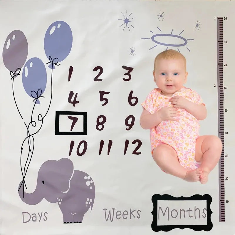 Baby Milestone Blanket Infant Photo Props Background Mats Portray Diaper Baby Calendar Grow Backdrop Cloth Photography Accessory