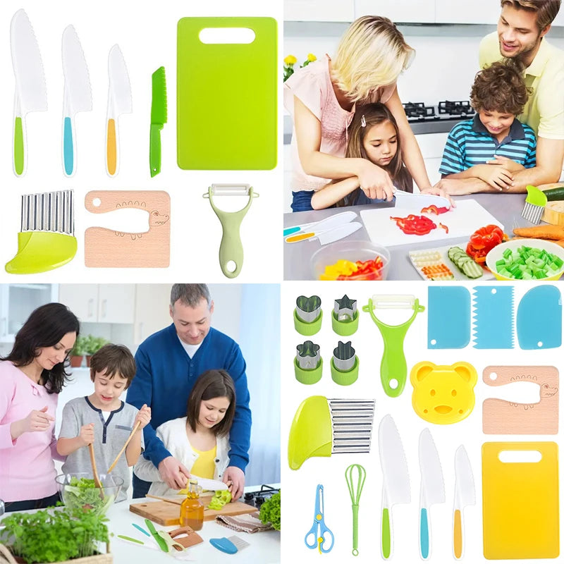 Kids Cooking Cutter Set Kids Knife Toddler Plastic Fruit Knives Children DIY Peeler Tools Kitchen Accessories