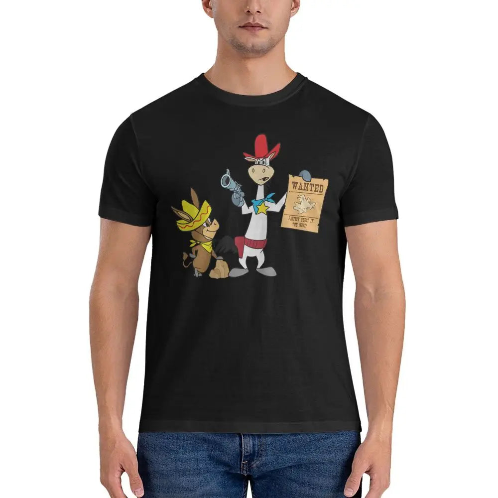 Wanted T-Shirt for Men Q-Quick Draw McGraw Show Hipster Pure Cotton Tee Shirt Round Collar Short Sleeve T Shirts Gift Idea Tops