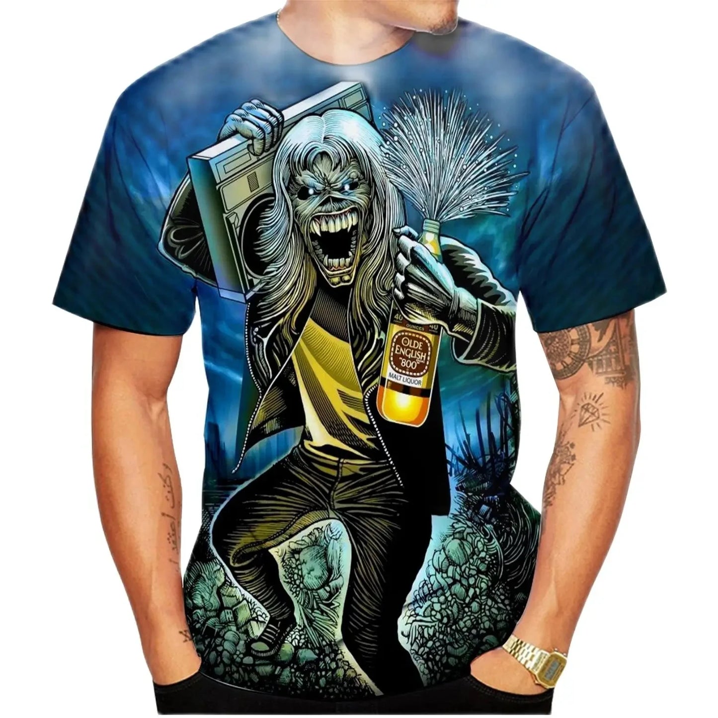 Vintage Gothic Vintage Horror Skull 3D Print Men's T-shirts Y2k New Fashion O-neck Short Sleeve Tops Hip-Hop Streetwear Men Tees