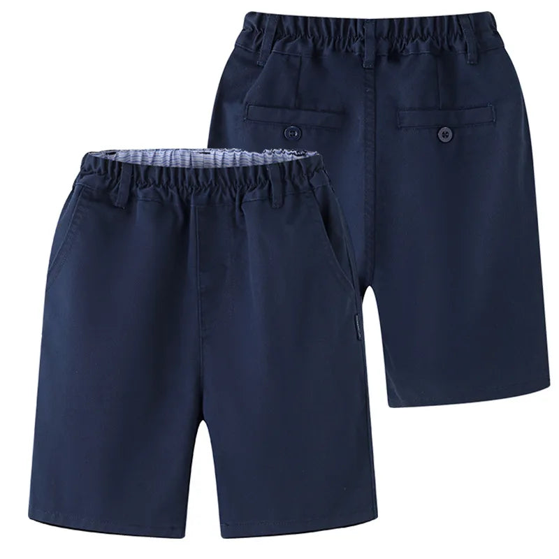 Children's Khaki Shorts Summer Lightweight Style Student Boys' School Uniform Casual Navy Pant For Kids Age 4-16 Years Clothes