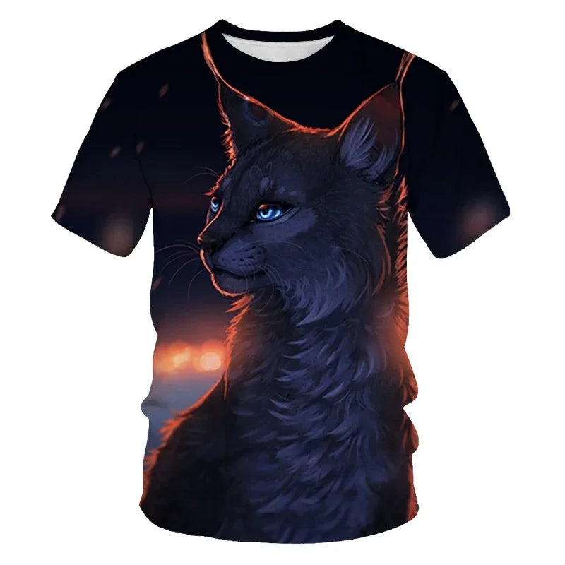 Brand New Children's Clothing Summer Boys Short Sleeve Baby Clothes Kids Cat Animals 3d Short Sleeve T-shirt Tops Dropshipping