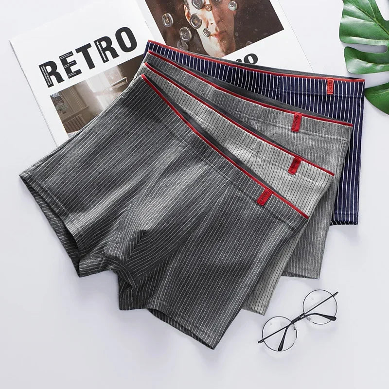 4 PCs soft fabric mens cotton boxer brief set Korean underwear for men cotton underwear set comfortable and breathable menswear