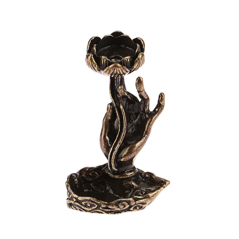 1Pc Vintage Buddha Hand Lotus Incense Burner home decorations Backflow Incense Holder ornaments For Home Room Tea Table Decor