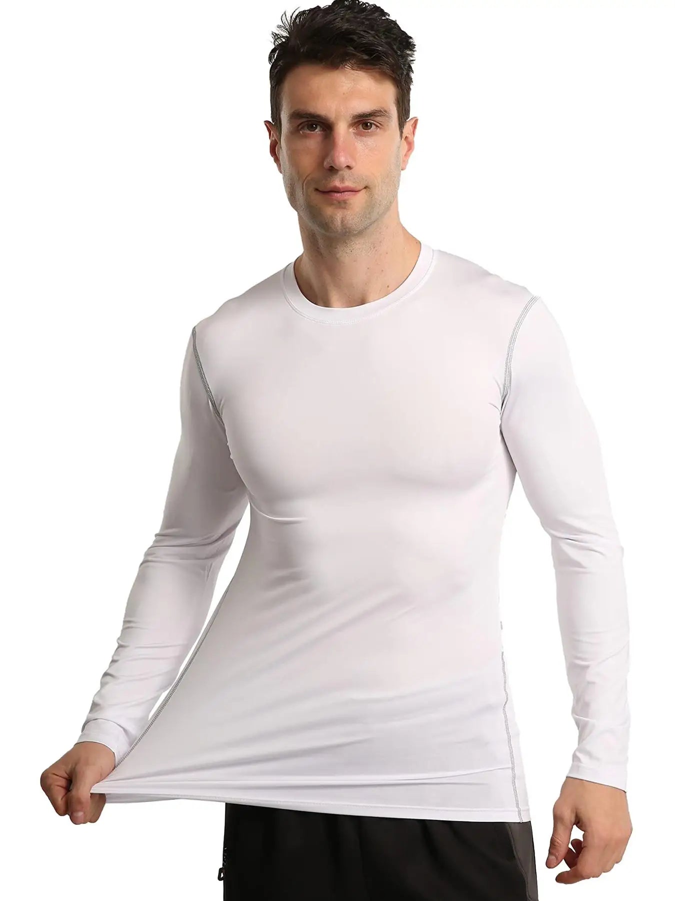 3 Pack Men Compression Running T-shirt Fitness Tight Long Sleeve Sport Shirts Training Jogging Tops Gym Sportswear