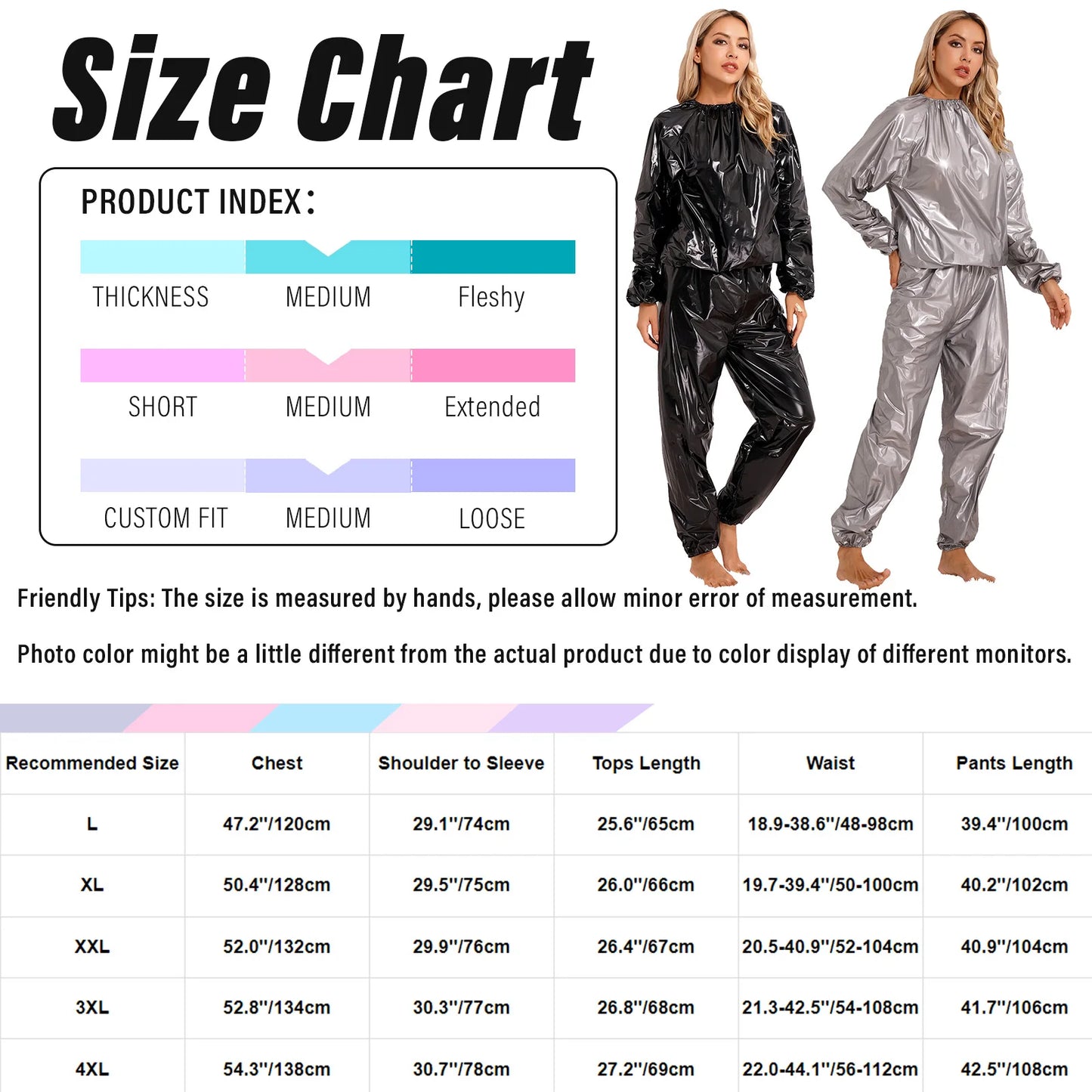 Mens Womens Sweat Sauna Suit Long Sleeve PVC Tops Pants Set Weight Loss Heavy Duty Running Exercise Gym Clothes Set