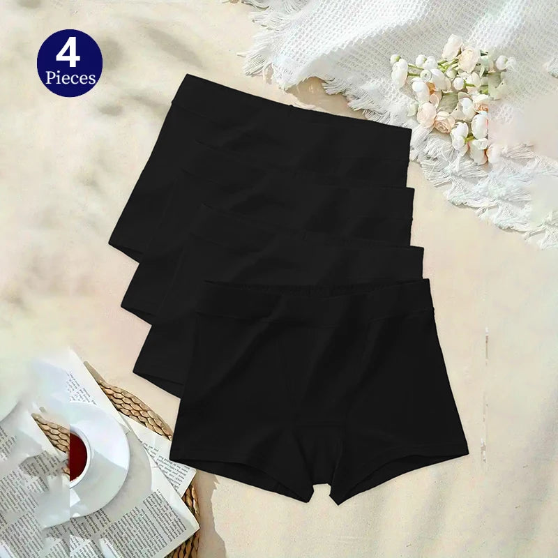 4PCS/Set Women's Panties Seamless Boxers Breathable Lingerie Comfortable Boyshorts Cotton Underwear Sports Underpants S-5XL