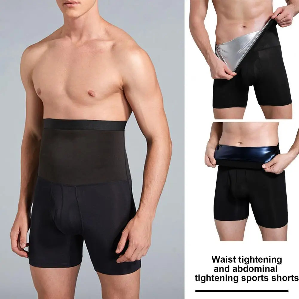 Slimming Men Workout Shorts Men High-waisted Workout Shorts Men's High Waist Tummy Control Fitness Shorts for Slimming Body