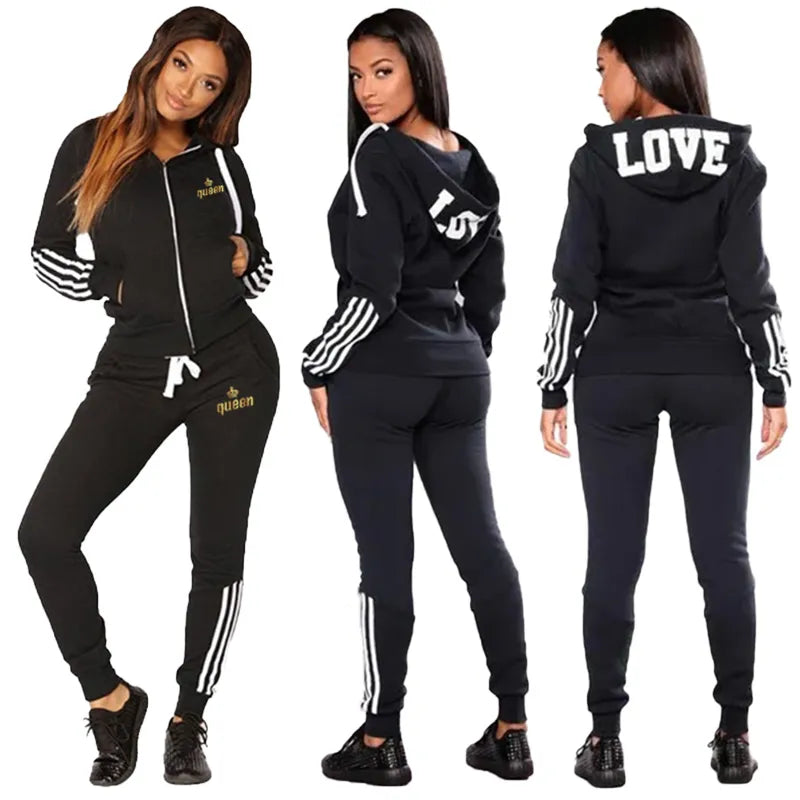 2023 New Trending Women Track Suits Sports Wear Jogging Suits Ladies Hooded Tracksuit Set Clothes Hoodies+Sweatpants Sweat Suits