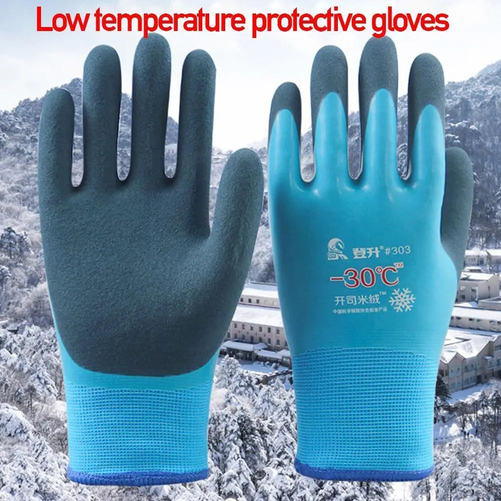 Working Gloves Winter Fishing Gloves Durable High Quality Gloves Thickening Plus Waterproof Velvet Work Rubber Gloves All S Z3M4