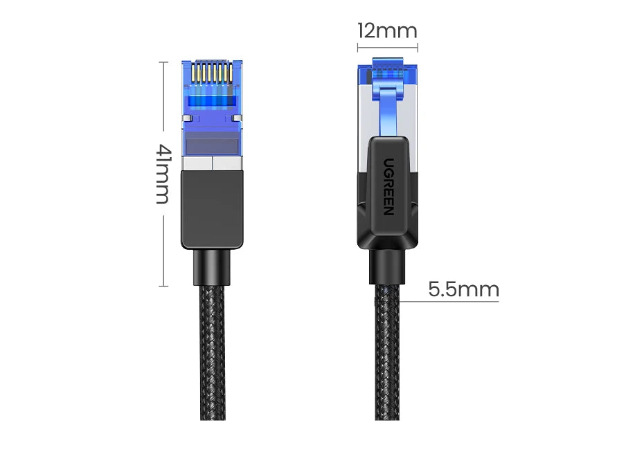 UGREEN CAT8 Ethernet Cable 40Gbps 2000MHz CAT 8 Networking Cotton Braided Internet Lan Cord for Laptops PS 4 Router RJ45 Cable