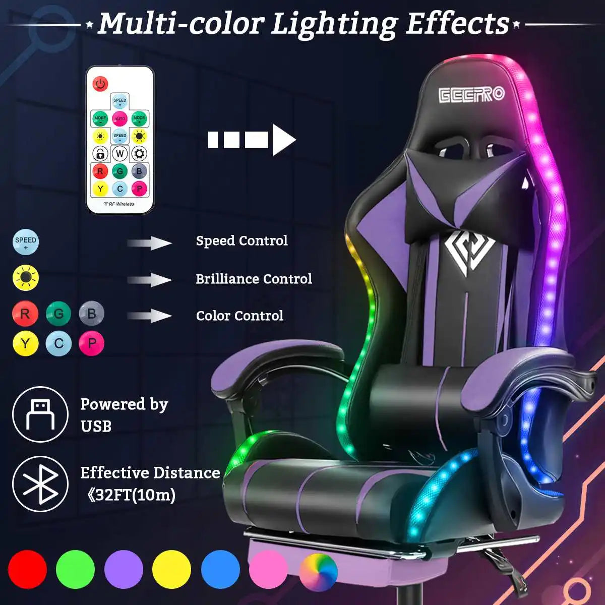 High Quality Gaming Chair RGB Light Office Chair Gamer Computer Chair Ergonomic Swivel Chair 2 Point Massage Gamer Chairs