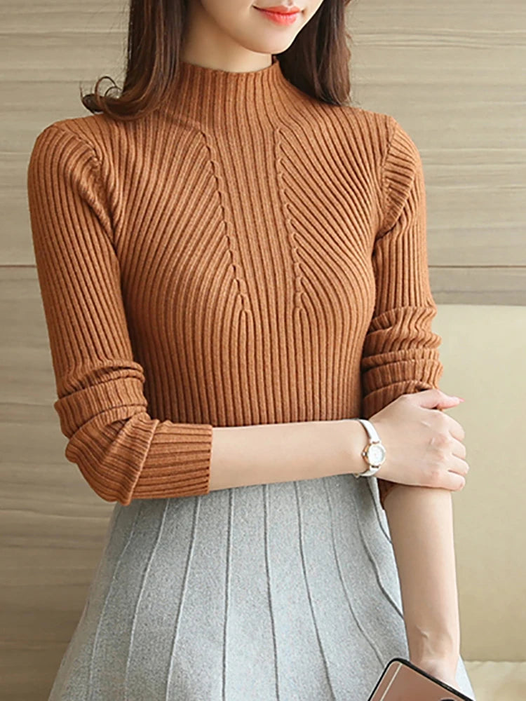 Turtleneck Sweater Women Fashion 2023 Autumn Winter Black Tops Women Knitted Pullovers Long Sleeve Jumper Pull Femme Clothing