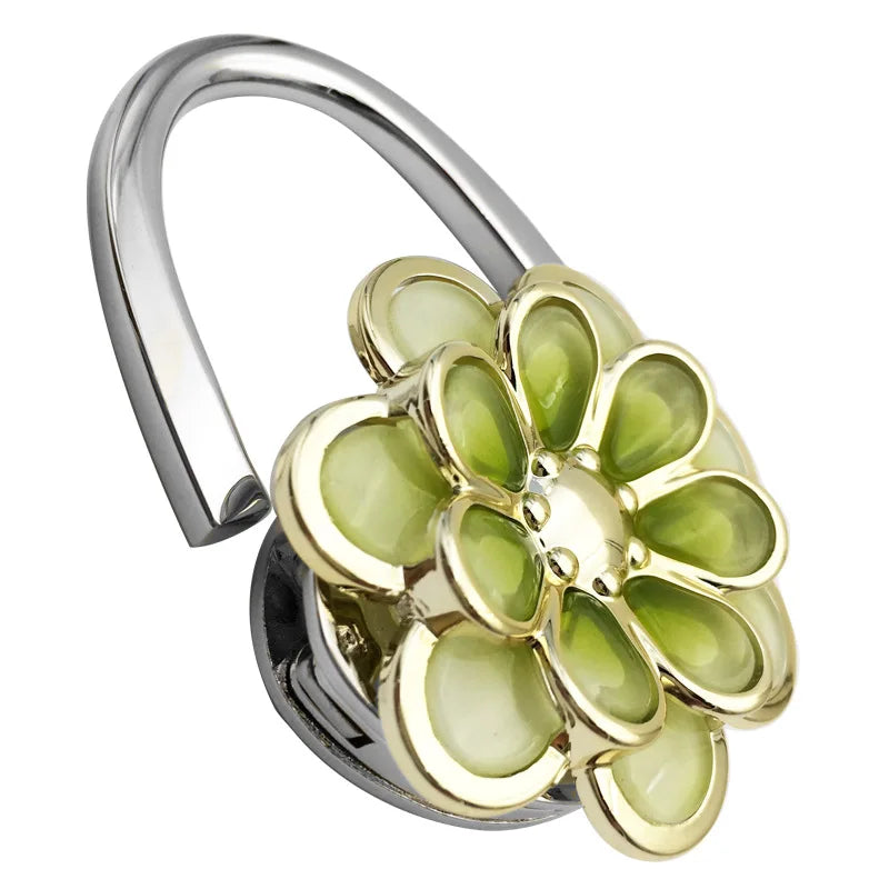 Portable Metal Flower Shaped Foldable Bag Hook Hanger Women Purse Handbag Bag Holder Table Edge Hanging Clip Girl Mother Gift