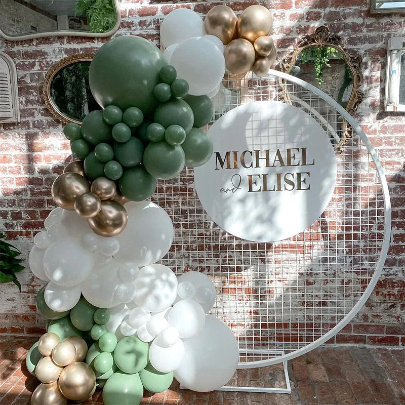 137pcs Green Sage Balloon Arch Kit Garland Wedding Decoration Matte White Ballon Birthday Party Baby Shower Decor & air pump