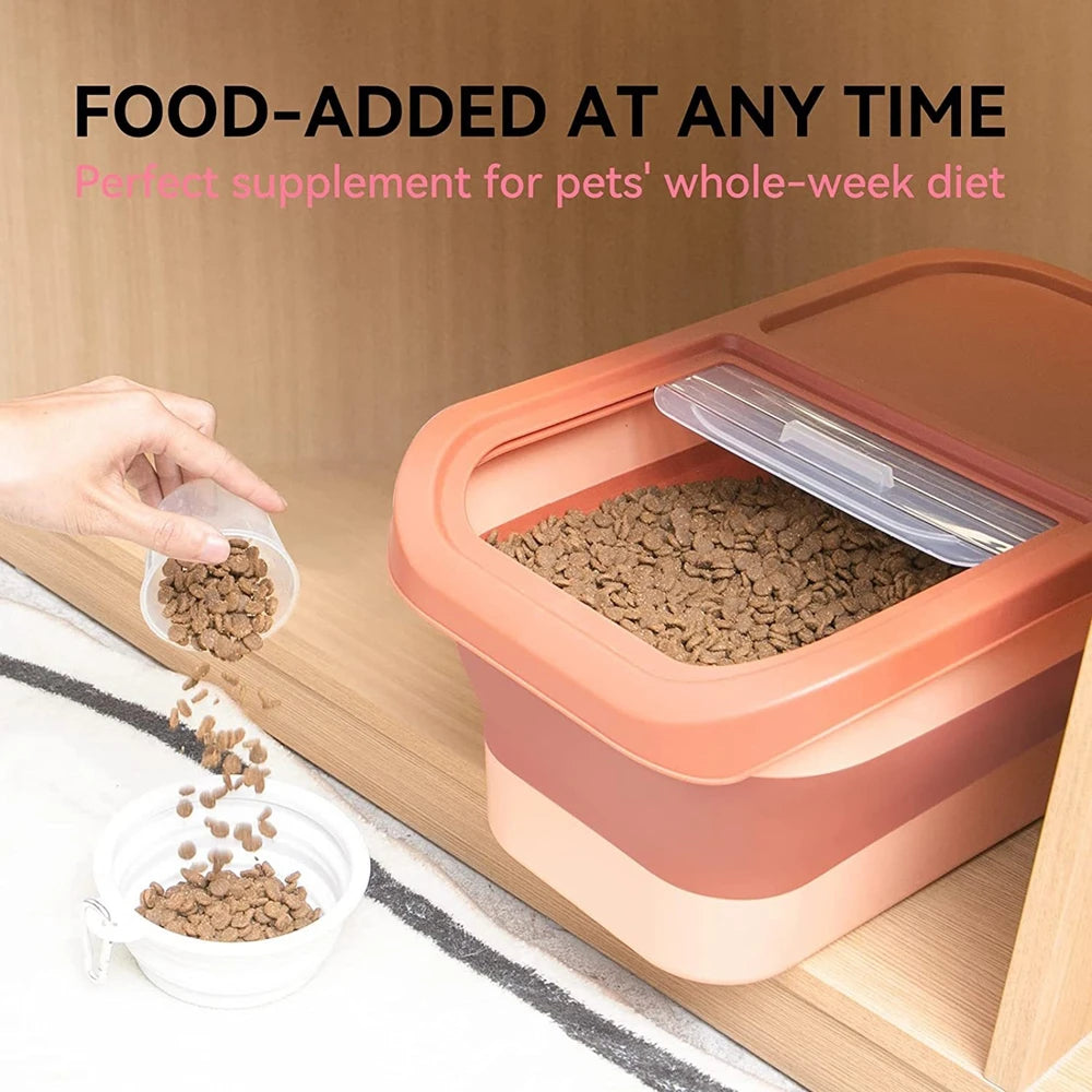 13/33LB Collapsible Cat Dog Food Storage Container Dry Cat Food Box With Lids Airtight Sealing Kitchen Grain Rice Storage Boxes