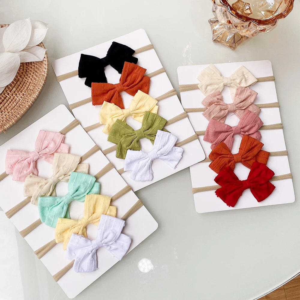 4/5/6Pcs/Set Solid Newborn Kids Headwear Elastic Hair Bands for Girls Cute Ribbon Bowknot Headband Infant Baby Hair Accessories