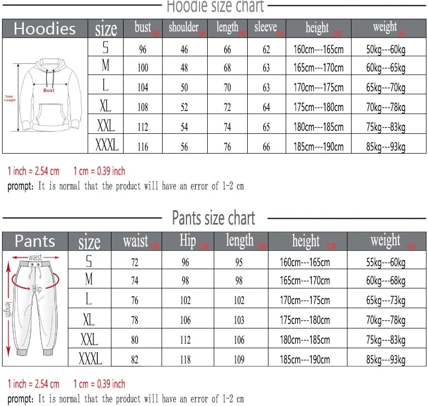 2 Pieces Sets Tracksuit Hooded Sweatshirt +Drawstring Pants Male Sport Hoodies Running Sportswear Men Women Brand Autumn Winter