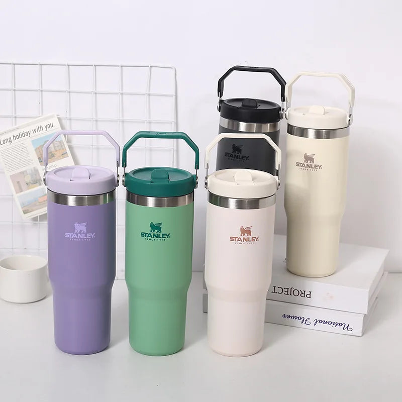 Stanley 30oz/887ml Original STRAW CUP Tumbler Leopard with Straw Lids Stainless Steel Coffee Termos Cup Car Mugs Vacuum Cup