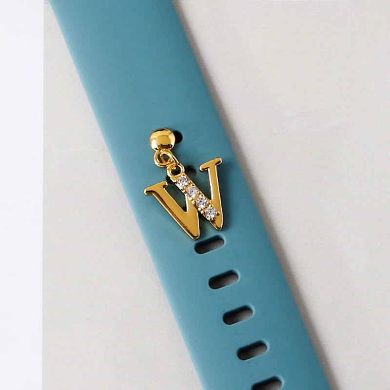 Silicone Strap Decorative Charms A to Z Letters Pendent Jewelry Accessories Charm for Apple Watch Name Initial Charms for Iwatch