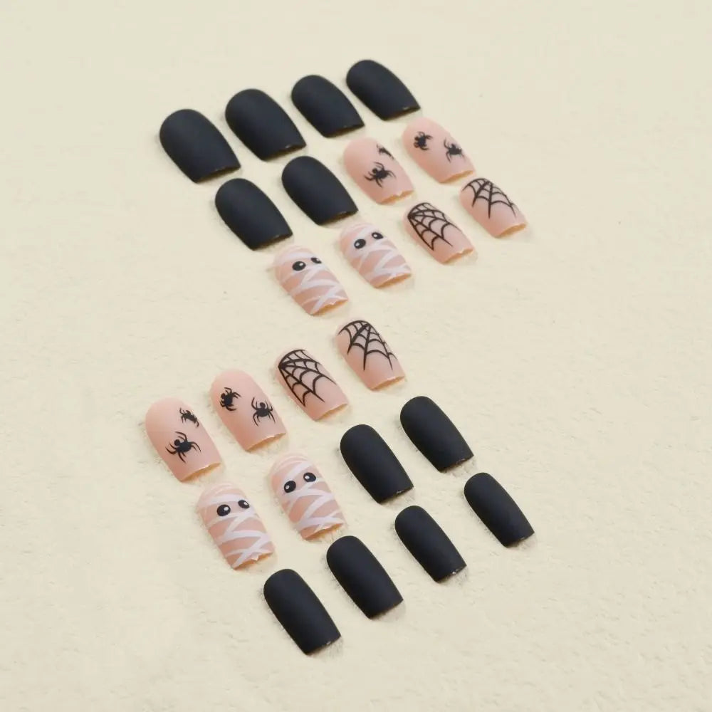 French False Nails Manicure Halloween Cartoon Fake Nials Funny Pumpkins Detachable Press on Nails Women