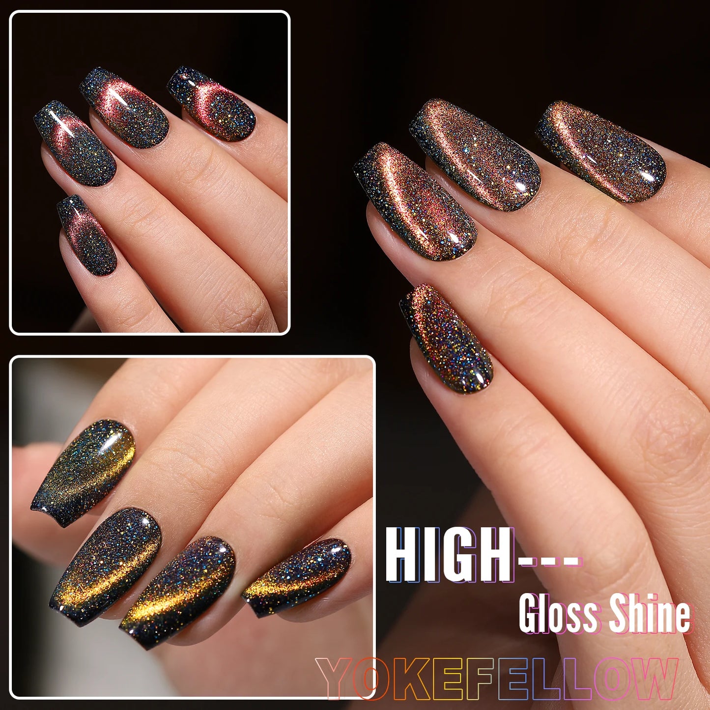 YOKEFELLOW 2023New Cat Eyes Magnetic Gel Nail Polish DC05 9D Chameleon Diamond Reflective Semi permanent Gel Varnish