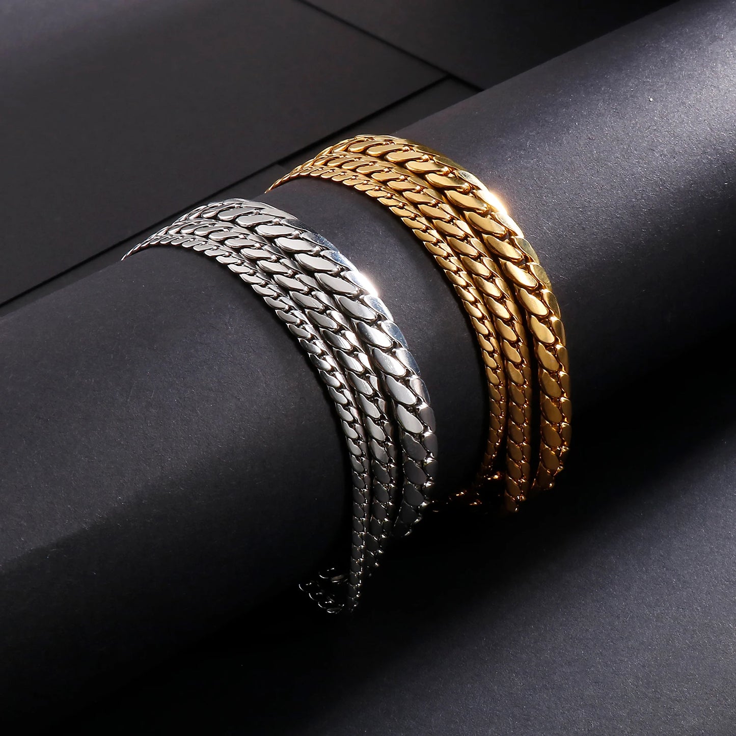 4/5/7mm Snake Chain Shiny Polished Link Couple Bracelet Simple Stainless Steel Trend jewelry