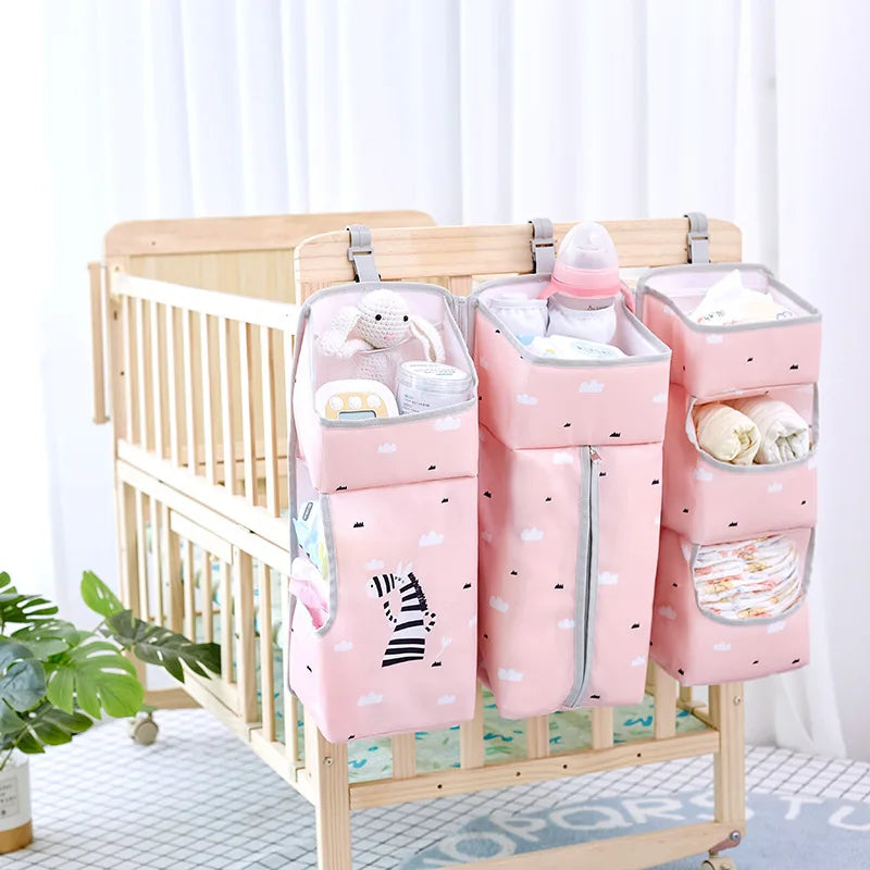 Diaper Storage  Diaper Organizer Hanging Bag Multifunctional Crib Hanging Storage Bag Removable Bedside Hanging Baby Clothing