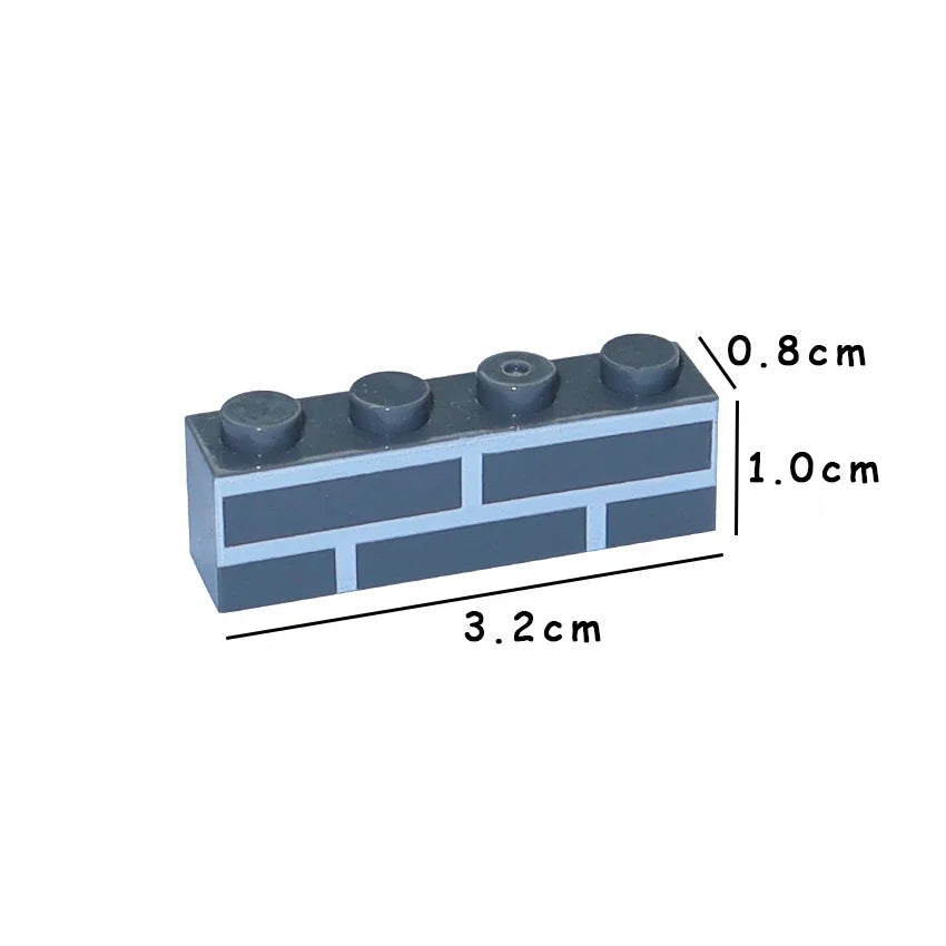 50PCS Thick Brick Printed Wall Bricks 1x4 Dots 3010 Small Particles DIY Building Blocks City MOC Parts Educational Creative Toys