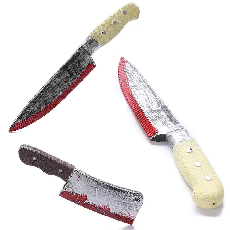 30cm Faked Bloody Sharp Knife for Halloween DIY Cosplay Props Decor Simulation Plastic Kitchen Knife  halloween Party Supplies