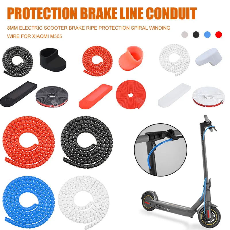 8mm 1m Electric Scooter Brake Pipe Silicone Protection Spiral Wrap Winding Wire Protector Cover for Xiaomi M365/PRO ES1 ES2 MAX