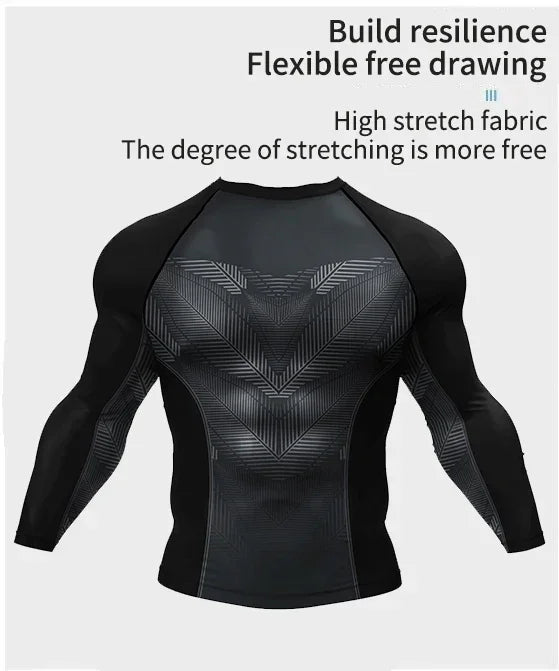 Men's Boxing Set MMA BJJ Jiu Jitsu Rashguard Quick Dry Workout Traning Running Sportswear Sport Fitness Gym Clothing Tracksuit