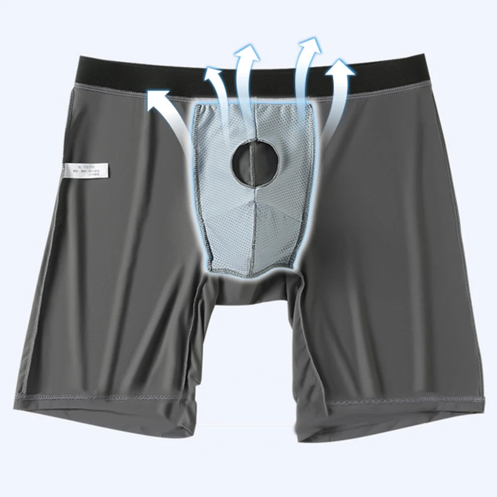 Men Underwear Separate Pouchshorts Breathable Comfort Sport Brief Shorts Panties Stretch Long Male Underpants