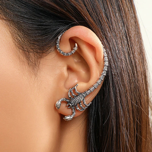 Vintage Dark Gothic Scorpion Earrings For Women Men Helix Clip Piercing Earring Goth Punk Personality Jewelry Halloween Cosplay