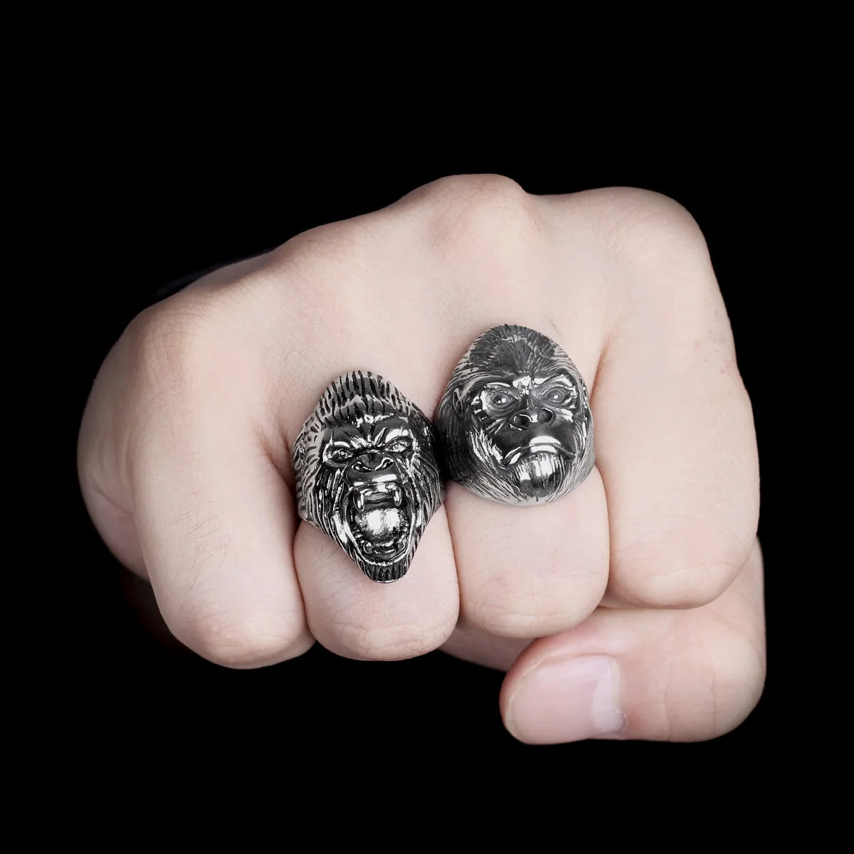 Stainless Steel Men Rings Gorilla Monkey Punk Hip Hop Cool Personality for Male Boyfriend Jewelry Creativity Gift Wholesale