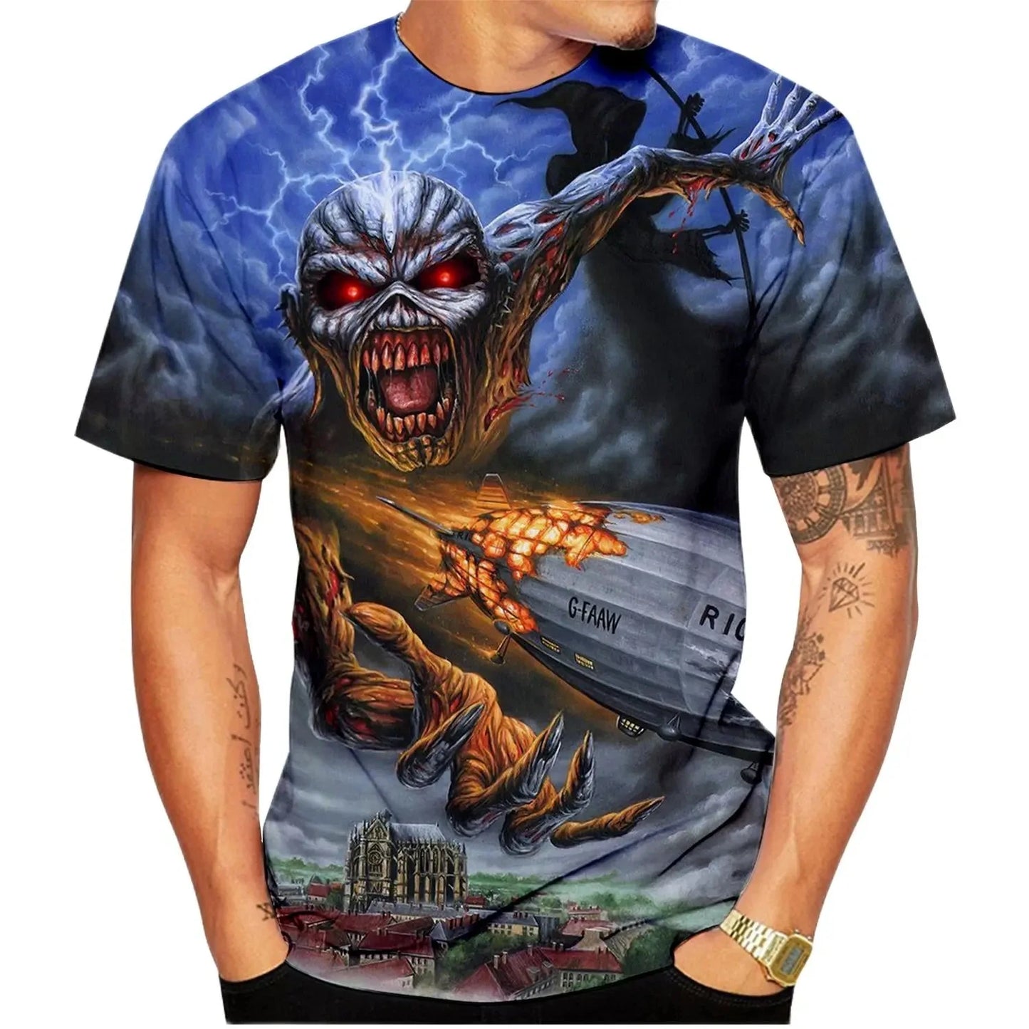 Vintage Gothic Vintage Horror Skull 3D Print Men's T-shirts Y2k New Fashion O-neck Short Sleeve Tops Hip-Hop Streetwear Men Tees