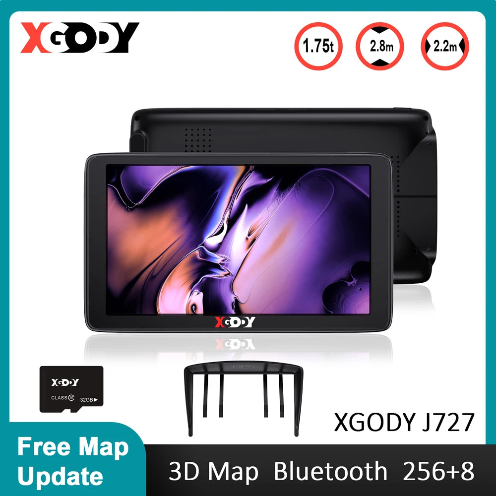 XGODY Car GPS Navigation 7 Inch Touch Screen GPS Navigator Truck Sunshade Sat Nav 256M+8G 2022 America Europe Map GPS Navigators