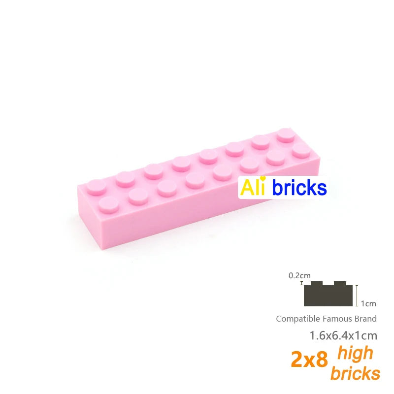 50pcs Bulk Building Blocks Thick 2x8 Dots Educational Creative Toy for Children Figures Plastic Bricks Size Compatible With 3007