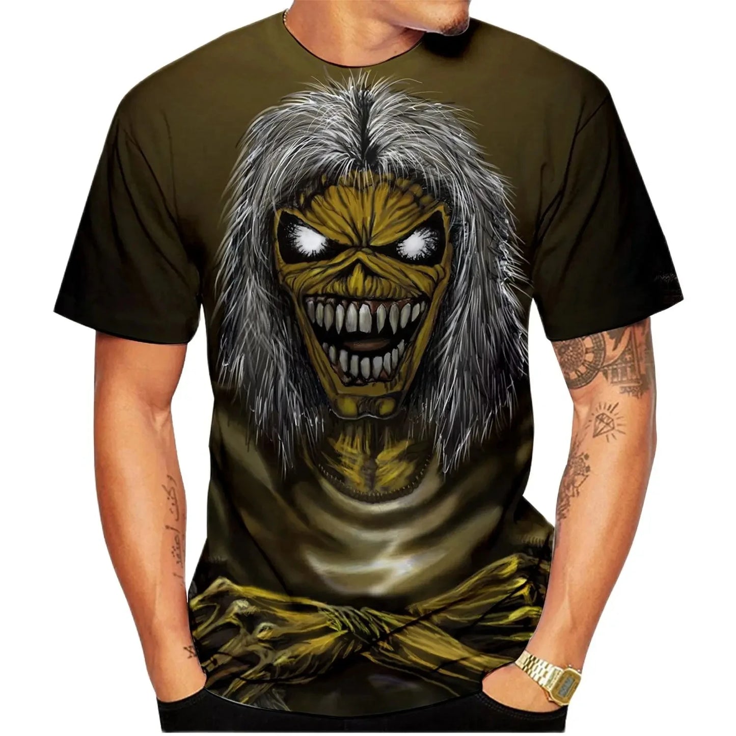 Vintage Gothic Vintage Horror Skull 3D Print Men's T-shirts Y2k New Fashion O-neck Short Sleeve Tops Hip-Hop Streetwear Men Tees