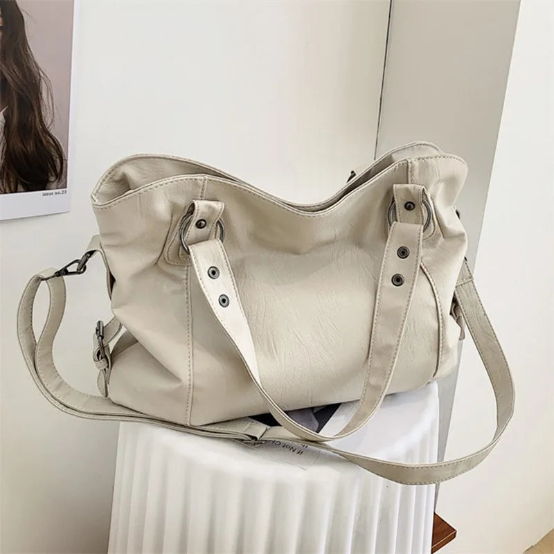 Soft Large Capacity Luxury Bag Handbags For Women Design Pu Leather Women's Shoulder Bag 2023 Tote Retro Oversized Shopper Bag