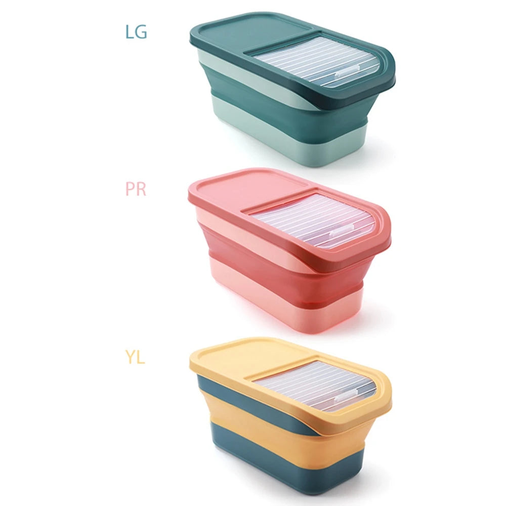 13/33LB Collapsible Cat Dog Food Storage Container Dry Cat Food Box With Lids Airtight Sealing Kitchen Grain Rice Storage Boxes